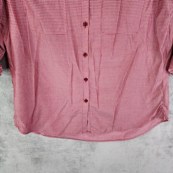 Womens Express Red Polka Dot Blouse Top Button-Up Roll Tab Sleeve Size M - Picture 4 of 11